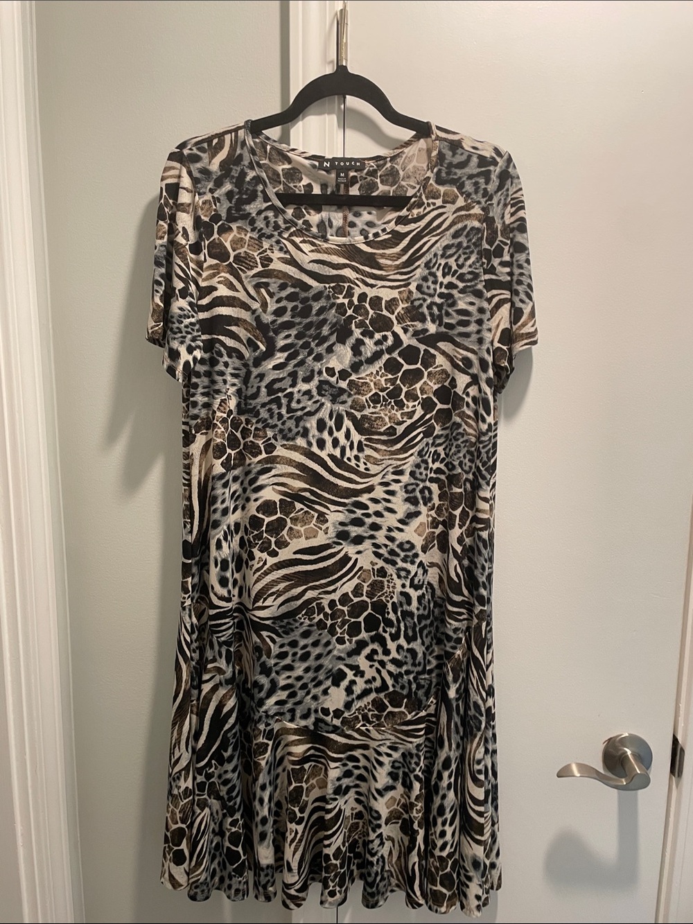 Animal Print Midi Dress in Neutral Tones